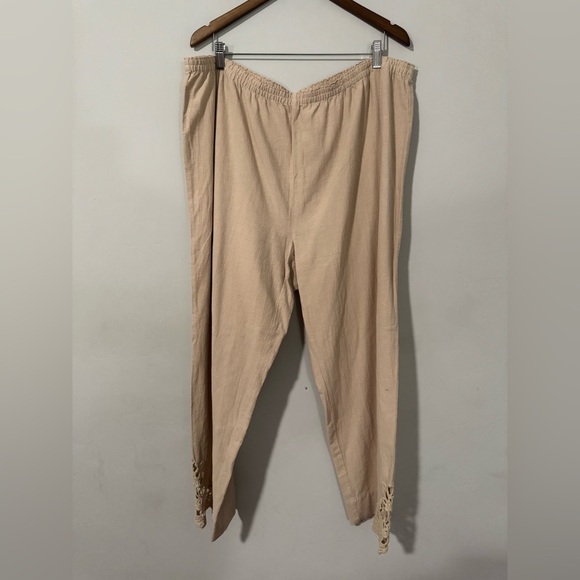 Soft Surroundings - Tan Pants with lace cuffs - Picture 1 of 6
